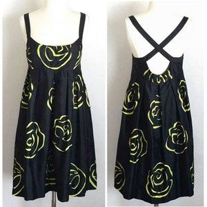 INC Inernational Concepts floral Taffeta SILK with X back dress size 2 (166)